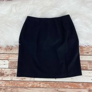 J Jill Women's Straight Pencil Skirt Size 8 Black Wool Blend Career Mid Thigh